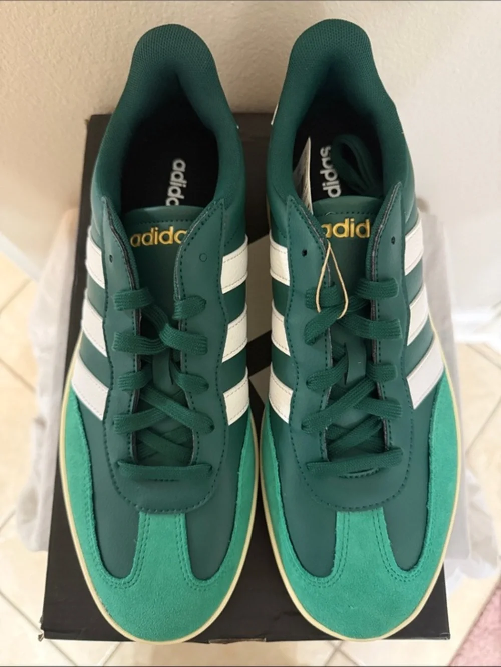 adidas Green and White Barreda Low-Top Sneaker